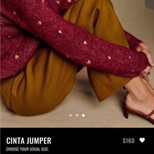 Sezane Cinta Jumper Burgundy With Gold Hearts - Size M